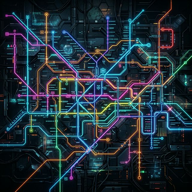 Sci-Fi AI Tube Map Background